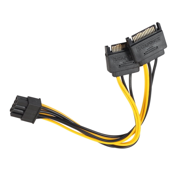 Tarjeta gráfica GPU de cobre lleno, línea de transferencia de energía de placa base de ordenador SATA de 8 pines hembra a doble de 15 pines, 0.2m