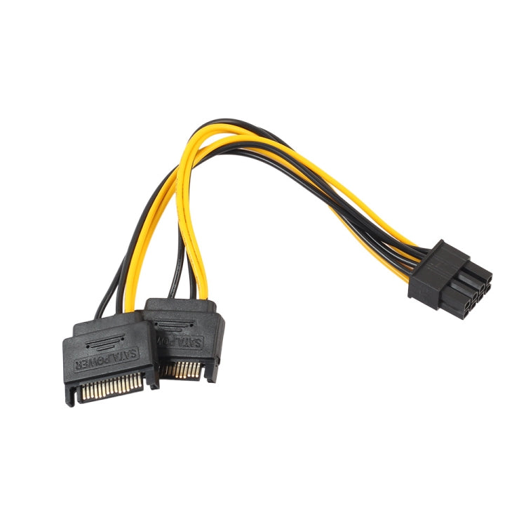 Tarjeta gráfica GPU de cobre lleno, línea de transferencia de energía de placa base de ordenador SATA de 8 pines hembra a doble de 15 pines, 0.2m