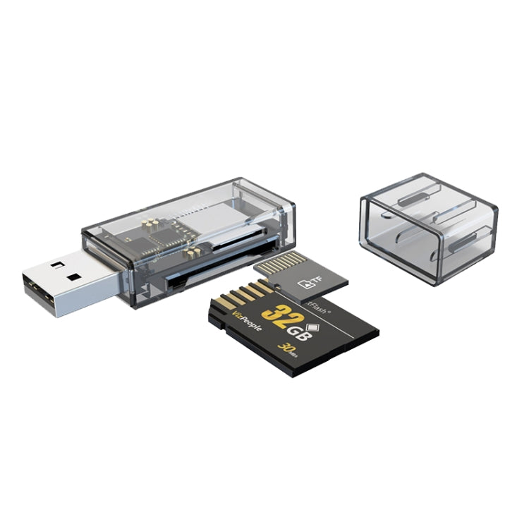 Convertidor OTG USB a SD/TF 2 en 1 Lector de tarjetas multifunción, Transparent