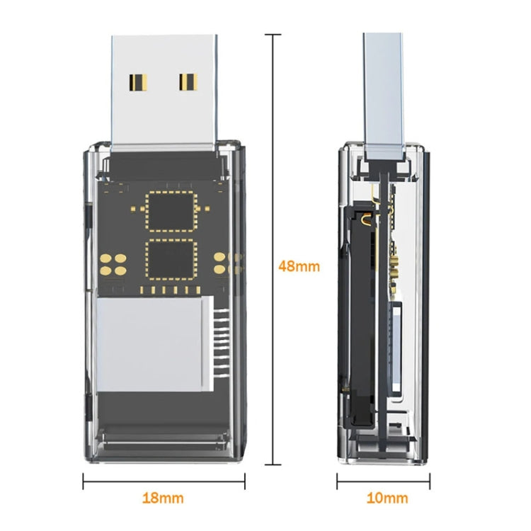 Convertidor OTG USB a SD/TF 2 en 1 Lector de tarjetas multifunción, Transparent