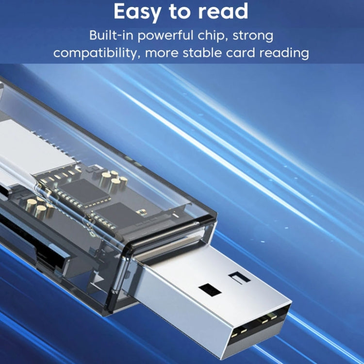 Convertidor OTG USB a SD/TF 2 en 1 Lector de tarjetas multifunción, Transparent