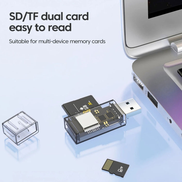 Convertidor OTG USB a SD/TF 2 en 1 Lector de tarjetas multifunción, Transparent
