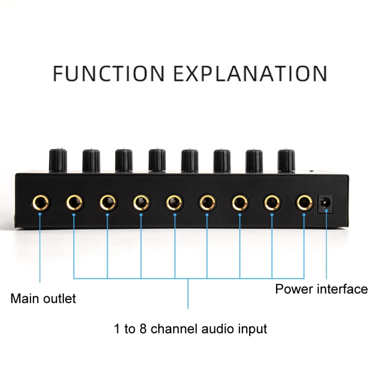 Amplificador de auriculares multicanal de monitoreo de 8 canales para estudio de grabación, enchufe de EE. UU., HA800