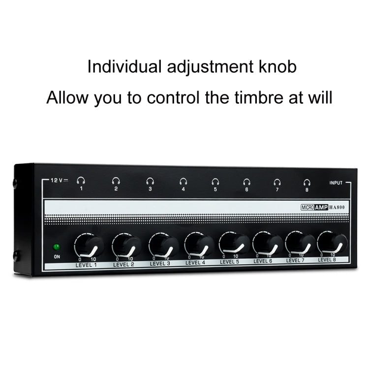 Amplificador de auriculares multicanal de monitoreo de 8 canales para estudio de grabación, enchufe de EE. UU., HA800