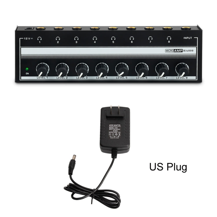 Amplificador de auriculares multicanal de monitoreo de 8 canales para estudio de grabación, enchufe de EE. UU., HA800