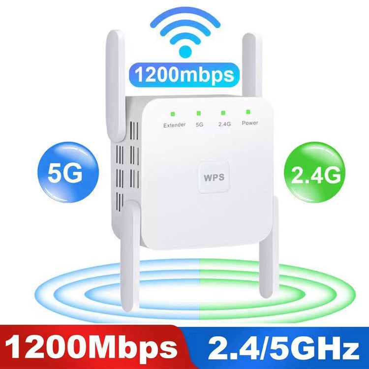 El repetidor amplificador de extensión WiFi de 1200Mbps 2,4G/5G admite puerto Ethernet, White EU Plug, White US Plug, White UK Plug, Black EU Plug, Black US Plug, Black UK Plug