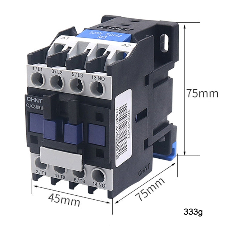 Contactos de aleación de plata de 220 V Contactor de CA monofásico multiusos, CHNT CJX2-0910 9A, CHNT CJX2-0901 9A, CHNT CJX2-1210 12A, CHNT CJX2-1201 12A, CHNT CJX2-1810 18A, CHNT CJX2-1801 18A, CHNT CJX2-2510 25A, CHNT CJX2-2501 25A, CHNT CJX2-3210 3...