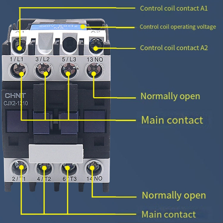 Contactos de aleación de plata de 220 V Contactor de CA monofásico multiusos, CHNT CJX2-0910 9A, CHNT CJX2-0901 9A, CHNT CJX2-1210 12A, CHNT CJX2-1201 12A, CHNT CJX2-1810 18A, CHNT CJX2-1801 18A, CHNT CJX2-2510 25A, CHNT CJX2-2501 25A, CHNT CJX2-3210 3...