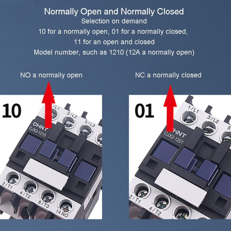 Contactos de aleación de plata de 220 V Contactor de CA monofásico multiusos, CHNT CJX2-0910 9A, CHNT CJX2-0901 9A, CHNT CJX2-1210 12A, CHNT CJX2-1201 12A, CHNT CJX2-1810 18A, CHNT CJX2-1801 18A, CHNT CJX2-2510 25A, CHNT CJX2-2501 25A, CHNT CJX2-3210 3...