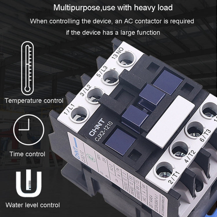Contactos de aleación de plata de 220 V Contactor de CA monofásico multiusos, CHNT CJX2-0910 9A, CHNT CJX2-0901 9A, CHNT CJX2-1210 12A, CHNT CJX2-1201 12A, CHNT CJX2-1810 18A, CHNT CJX2-1801 18A, CHNT CJX2-2510 25A, CHNT CJX2-2501 25A, CHNT CJX2-3210 3...