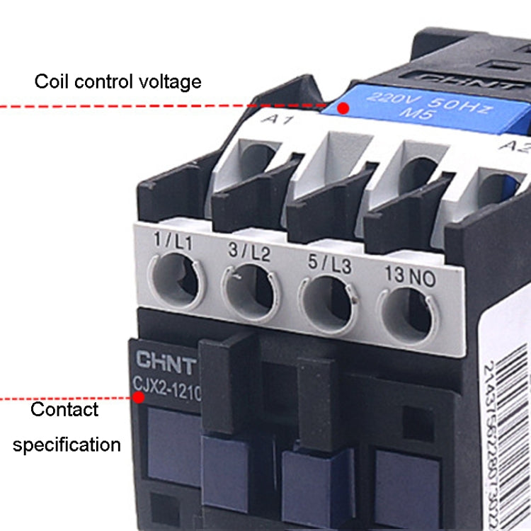 Contactos de aleación de plata de 220 V Contactor de CA monofásico multiusos, CHNT CJX2-0910 9A, CHNT CJX2-0901 9A, CHNT CJX2-1210 12A, CHNT CJX2-1201 12A, CHNT CJX2-1810 18A, CHNT CJX2-1801 18A, CHNT CJX2-2510 25A, CHNT CJX2-2501 25A, CHNT CJX2-3210 3...