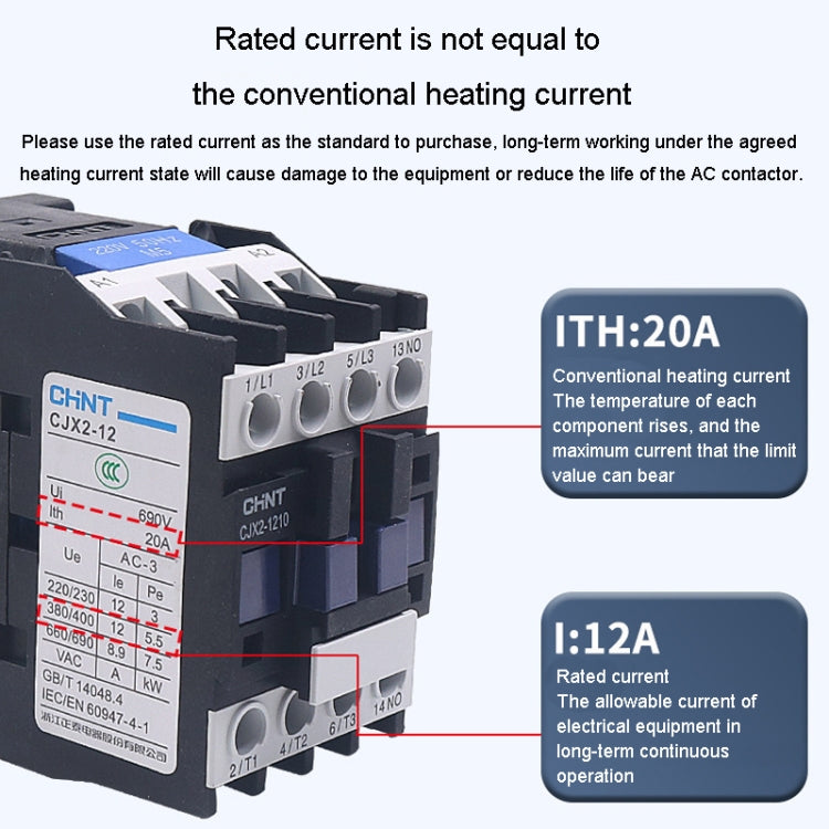 Contactos de aleación de plata de 220 V Contactor de CA monofásico multiusos, CHNT CJX2-0910 9A, CHNT CJX2-0901 9A, CHNT CJX2-1210 12A, CHNT CJX2-1201 12A, CHNT CJX2-1810 18A, CHNT CJX2-1801 18A, CHNT CJX2-2510 25A, CHNT CJX2-2501 25A, CHNT CJX2-3210 3...