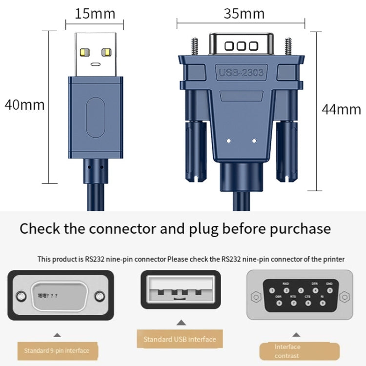 JINGHUA USB a RS232 Cable serie DB9 Pin Puerto COM Convertidor de computadora, 1.2m, 2m, 3m
