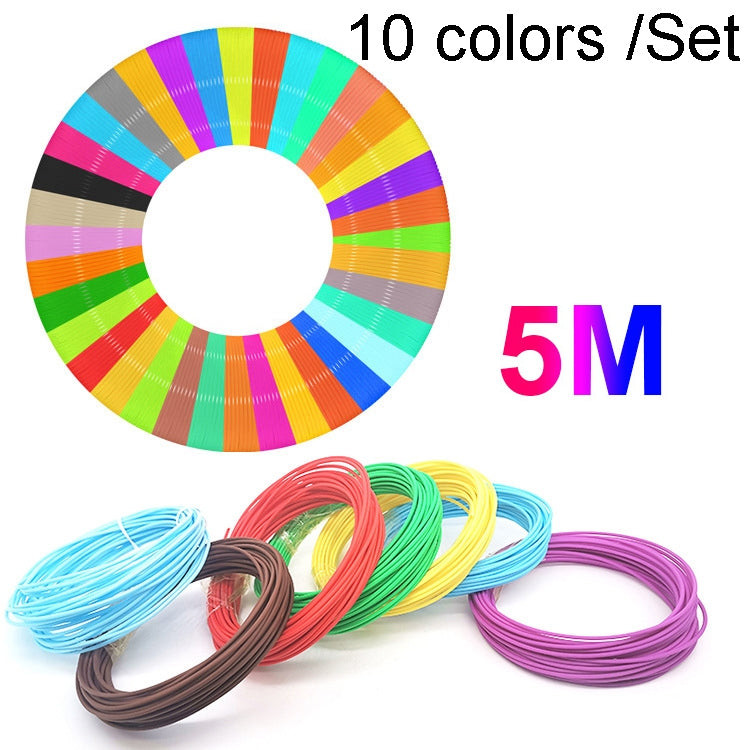 Pluma de impresión 3D, consumibles, material de línea resistente de 1,75mm, hilo de seda de impresión de materia prima ambiental, 10colors /Set PCL 5m