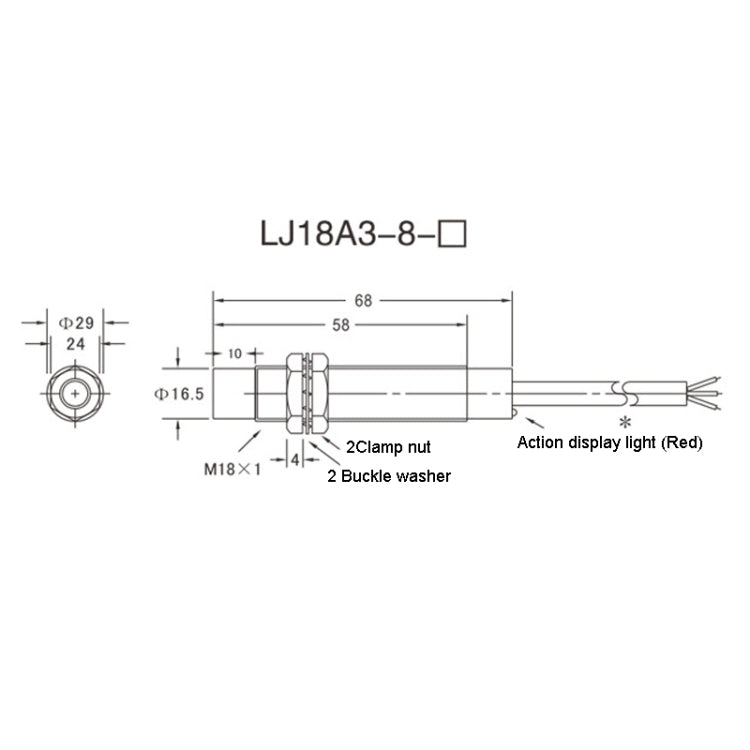 OMCH LJ18A3-8-Z/BX DC NPN Sensores normalmente abiertos Interruptor de proximidad inductivo M18 de 3 cables, LJ18A3-8-Z/BX