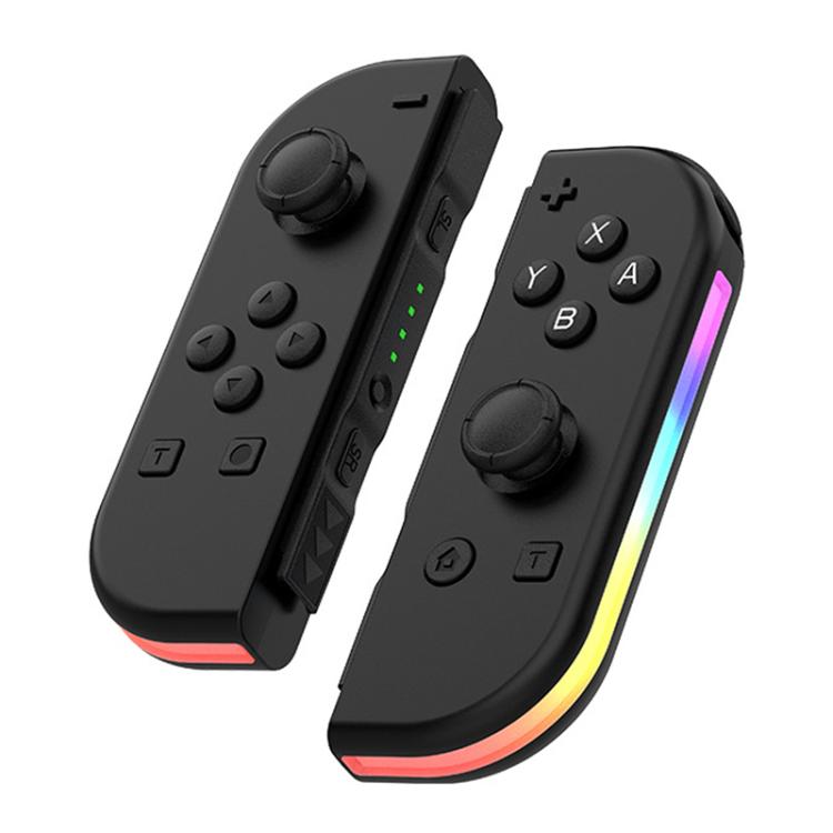 Mandos izquierdo y derecho para juegos JOY-02 con luces RGB, tacto agradable y Bluetooth, gamepad para Switch / Switch OLED / Switch Pro / Switch Lite / Switch Joycon, Black, Grey
