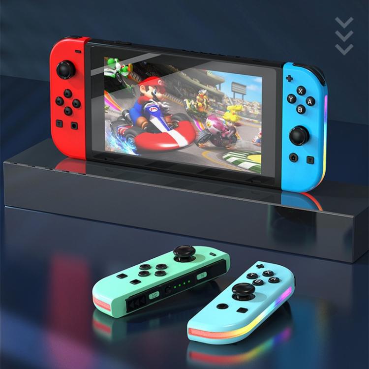 Mandos izquierdo y derecho para juegos JOY-02 con luces RGB, tacto agradable y Bluetooth, gamepad para Switch / Switch OLED / Switch Pro / Switch Lite / Switch Joycon, Black, Grey