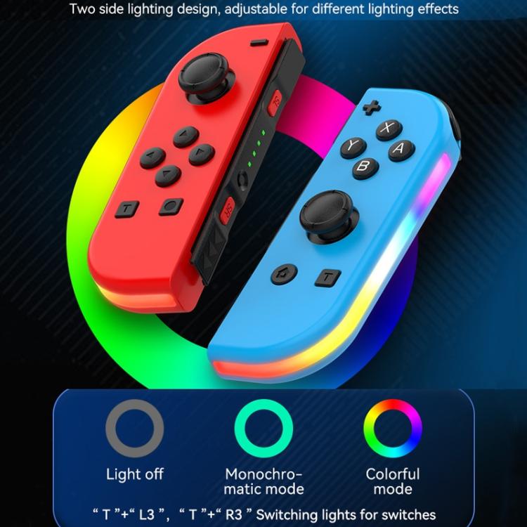Mandos izquierdo y derecho para juegos JOY-02 con luces RGB, tacto agradable y Bluetooth, gamepad para Switch / Switch OLED / Switch Pro / Switch Lite / Switch Joycon, Black, Grey