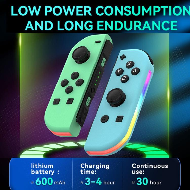 Mandos izquierdo y derecho para juegos JOY-02 con luces RGB, tacto agradable y Bluetooth, gamepad para Switch / Switch OLED / Switch Pro / Switch Lite / Switch Joycon, Black, Grey