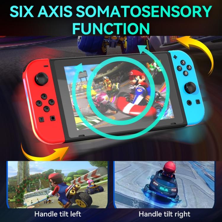 Mandos izquierdo y derecho para juegos JOY-02 con luces RGB, tacto agradable y Bluetooth, gamepad para Switch / Switch OLED / Switch Pro / Switch Lite / Switch Joycon, Black, Grey