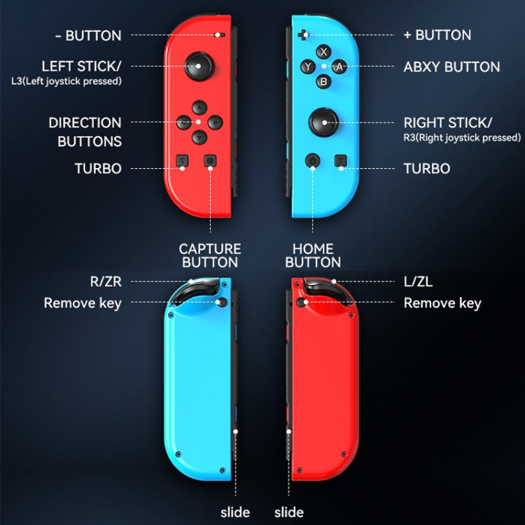 JOY-02 Manija izquierda y derecha para juegos con luces RGB, sensación corporal, gamepad Bluetooth para Switch / Switch OLED / Switch Pro / Switch Lite / Switch Joycon, Blue Red, Green Blue, White