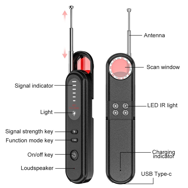 T01 Detector inalámbrico Cámara Antiespías Posicionamiento GPS Alarma, T01