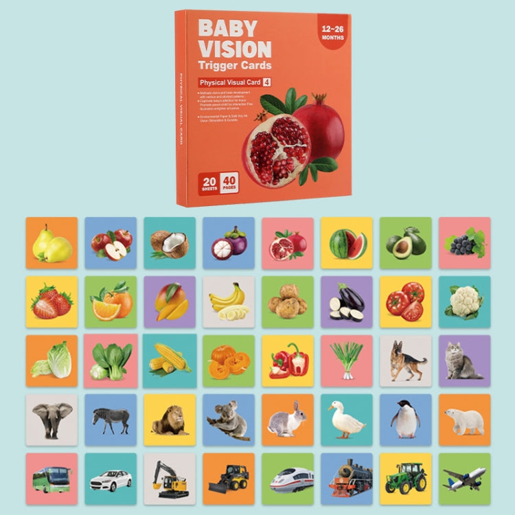20 piezas/libro Tarjeta de aprendizaje temprano para bebés, tarjeta de estimulación Visual para el cuidado de los ojos para niños, 1-order Black And White, 2-order Black And Red, 3-order Color, 4-order Real Object