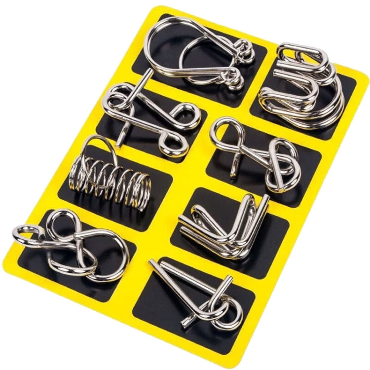 8 unids/set inteligencia desbloqueo juguetes educativos para niños nueve anillos consecutivos Lu Ban Lock, A Model Yellow, B Model Blue, C Model Pink, D Model Green