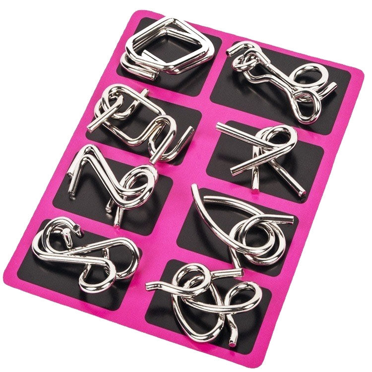 8 unids/set inteligencia desbloqueo juguetes educativos para niños nueve anillos consecutivos Lu Ban Lock, A Model Yellow, B Model Blue, C Model Pink, D Model Green
