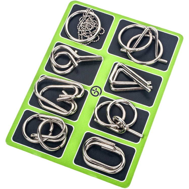 8 unids/set inteligencia desbloqueo juguetes educativos para niños nueve anillos consecutivos Lu Ban Lock, A Model Yellow, B Model Blue, C Model Pink, D Model Green