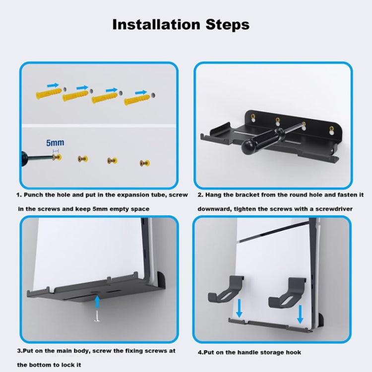 Para PS5 Slim estante de almacenamiento montado en la pared mango de host accesorios de suspensión de almacenamiento