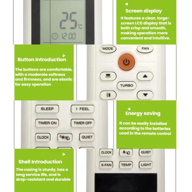 Control remoto en inglés para aire acondicionado Gree (calefacción y refrigeración) YACIFB, YACIFB