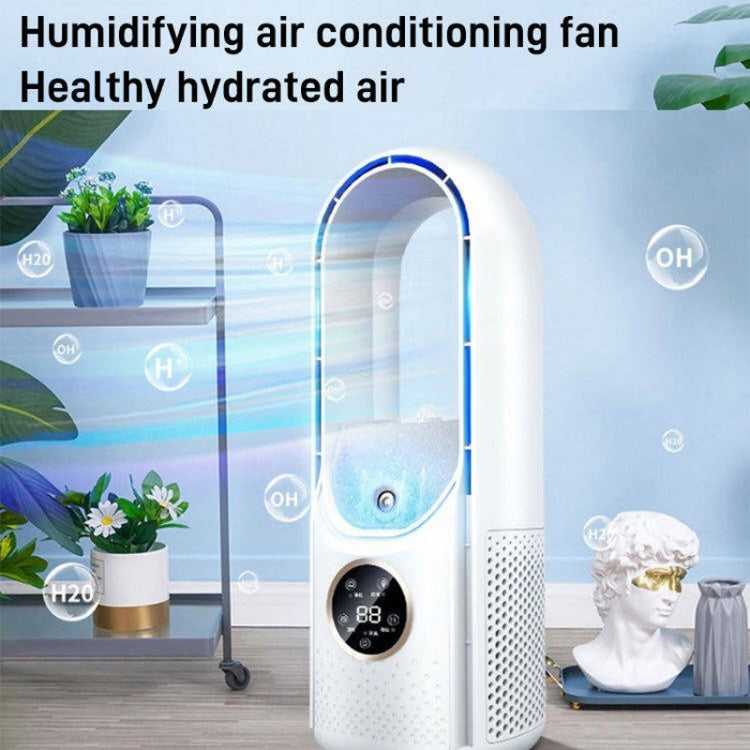 Ventilador eléctrico de humidificación sin cuchilla para escritorio, seis engranajes ajustables con función de sincronización de luz LED