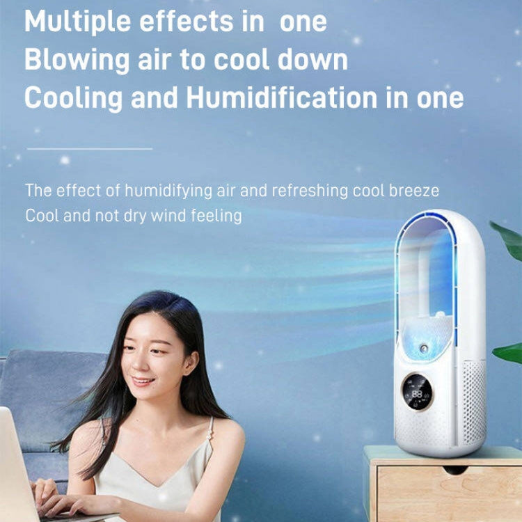 Ventilador eléctrico de humidificación sin cuchilla para escritorio, seis engranajes ajustables con función de sincronización de luz LED