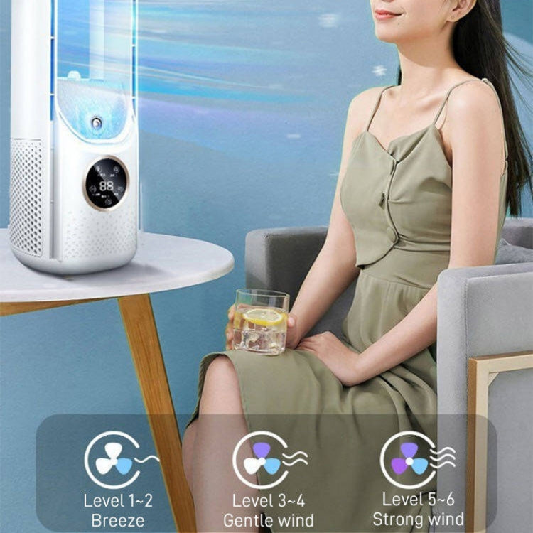 Ventilador eléctrico de humidificación sin cuchilla para escritorio, seis engranajes ajustables con función de sincronización de luz LED