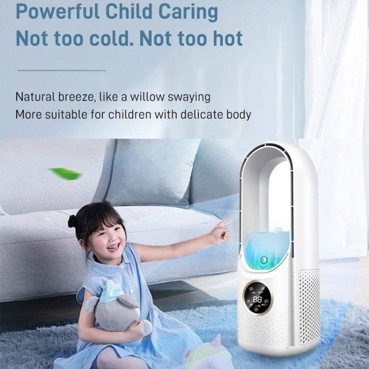 Ventilador eléctrico de humidificación sin cuchilla para escritorio, seis engranajes ajustables con función de sincronización de luz LED
