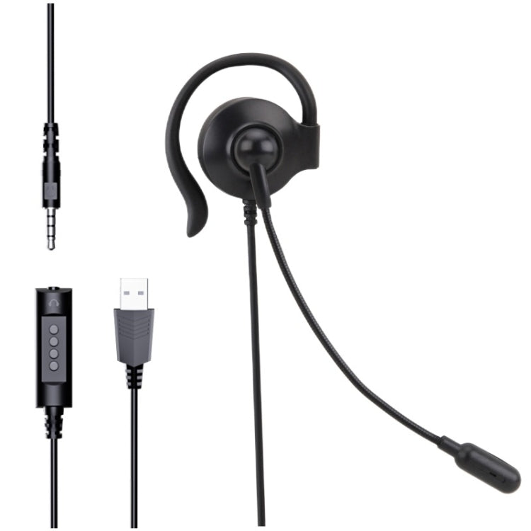 SOYTO SY227 Auriculares con gancho para la oreja para operador de un solo lado Auriculares para computadora con cable, 3.5mm, Separation USB Wire Control
