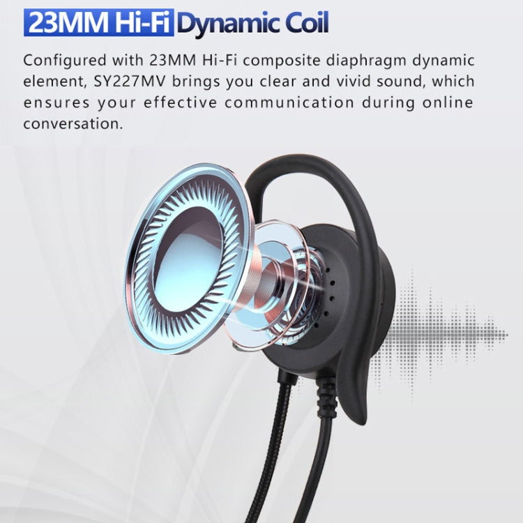 SOYTO SY227 Auriculares con gancho para la oreja para operador de un solo lado Auriculares para computadora con cable, 3.5mm, Separation USB Wire Control
