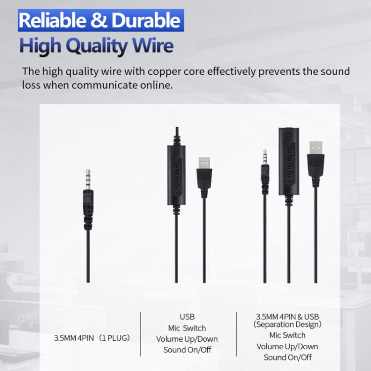 SOYTO SY227 Auriculares con gancho para la oreja para operador de un solo lado Auriculares para computadora con cable, 3.5mm, Separation USB Wire Control