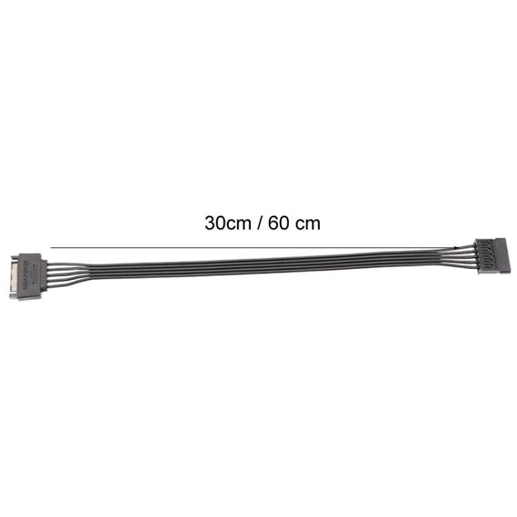 Fuente de alimentación SATA 15Pin Cable de extensión macho y hembra Cables de conexión de alimentación de unidad de disco duro duraderos, 30cm 15Pin, 60cm 15Pin
