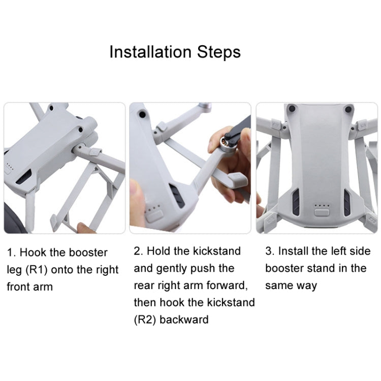 Para DJI Mini 3 / Mini 3 Pro 1 par de cubierta protectora de hélice de tren de aterrizaje con soporte de aumento de altura, For DJI Mini 3 / Mini 3 Pro