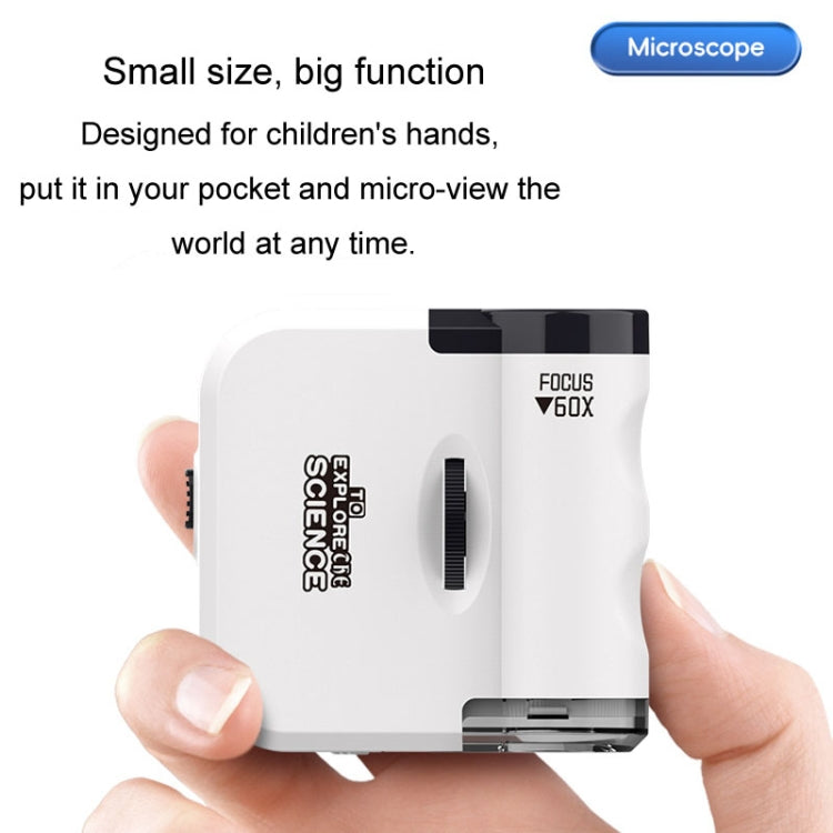 Mini microscopio colgante portátil 60x con luces LED, exploración al aire libre, observación, juguetes divertidos para niños