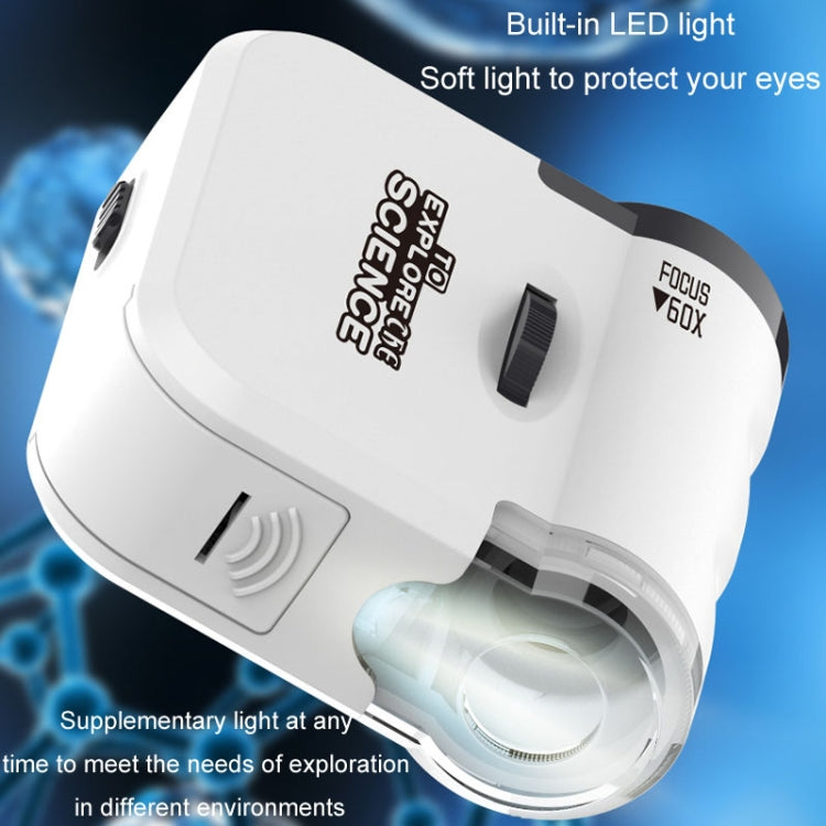 Mini microscopio colgante portátil 60x con luces LED, exploración al aire libre, observación, juguetes divertidos para niños