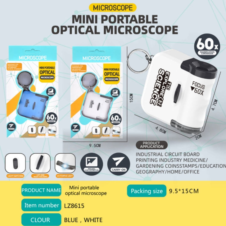 Mini microscopio colgante portátil 60x con luces LED, exploración al aire libre, observación, juguetes divertidos para niños