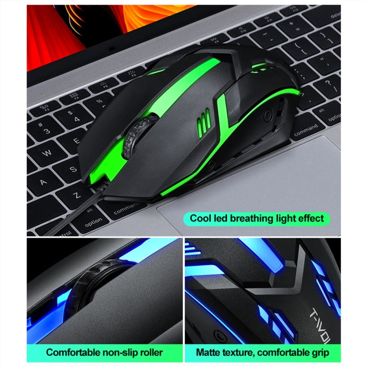 T-WOLF TF230 Kit de teclado y mouse con cable para computadora de oficina con efectos de luz coloridos, TF230 (Black), TF230 (White)