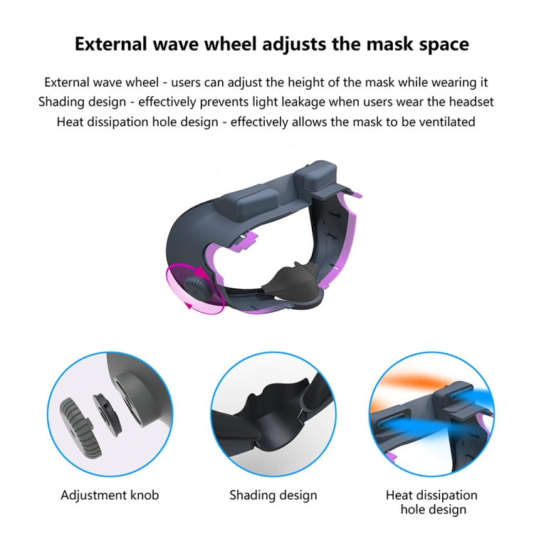 Para Meta Quest 3 máscara de ojos de repuesto ajustable VR Blackout juego de máscara facial de repuesto suave, Without Fan