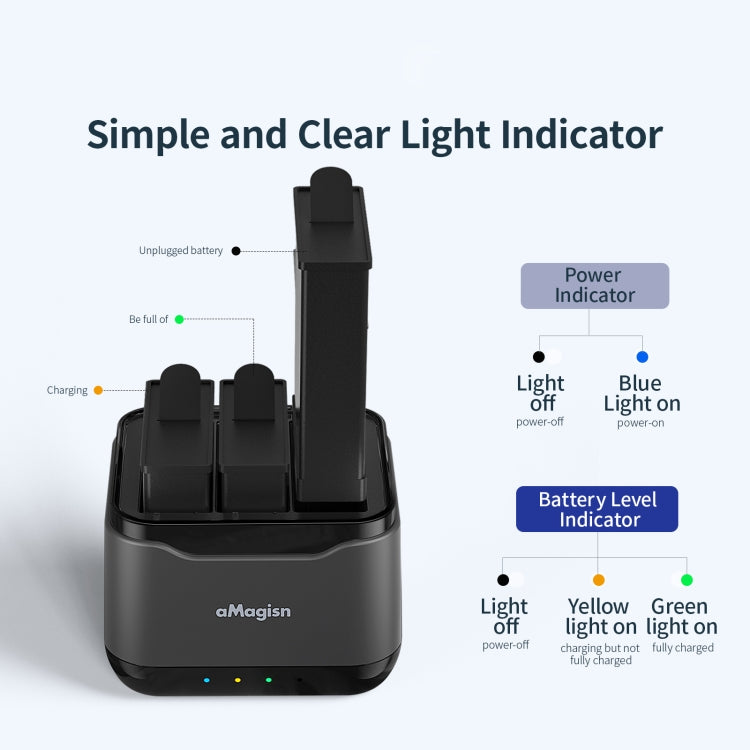 Para DJI Osmo Action 4 / 3 AMagisn Asiento del cargador de batería, For DJI Osmo Action 4 / 3