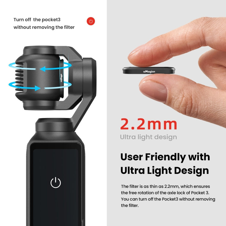 Para DJI Osmo Pocket 3 aMagisn HD Filtros recubiertos de doble cara Gafas protectoras para cámara deportiva, CPL, ND16+ND64+ND256 + CPL, ND16+ND64+ND256+ND1000