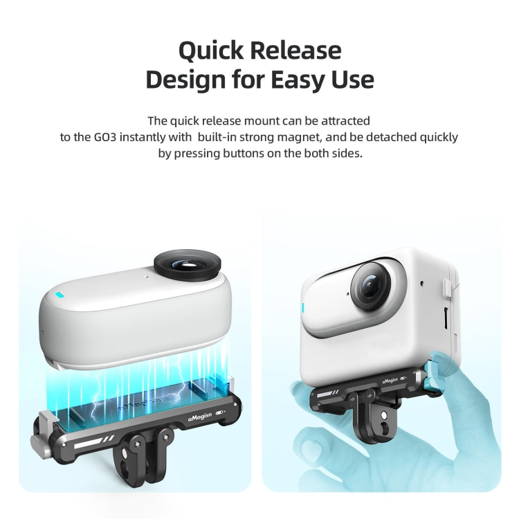 Para Insta360 GO 3 aMagisn magnético desmontaje rápido soporte de asiento inferior accesorios de cámara deportiva