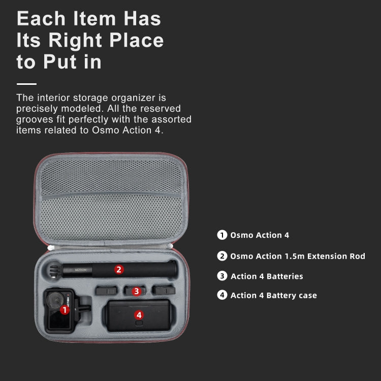 Para DJI Osmo Action 4 aMagisn Paquete de almacenamiento medio accesorios de cámara de movimiento de protección, For DJI Osmo Action 4